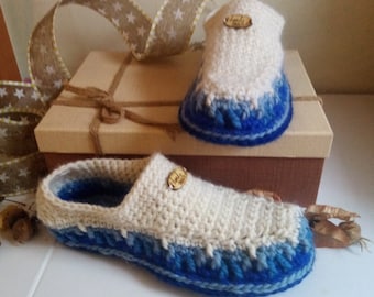 Mocassins de crochê * Padrão em PDF * Fio afegão * Pantufas