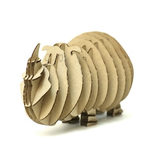 Rhino 3D Cardboard Puzzle, 3D Puzzle Game, Cardboard Puzzle, Cardboard Toy, Cardboard Game, Eco Accessory, Eco Present