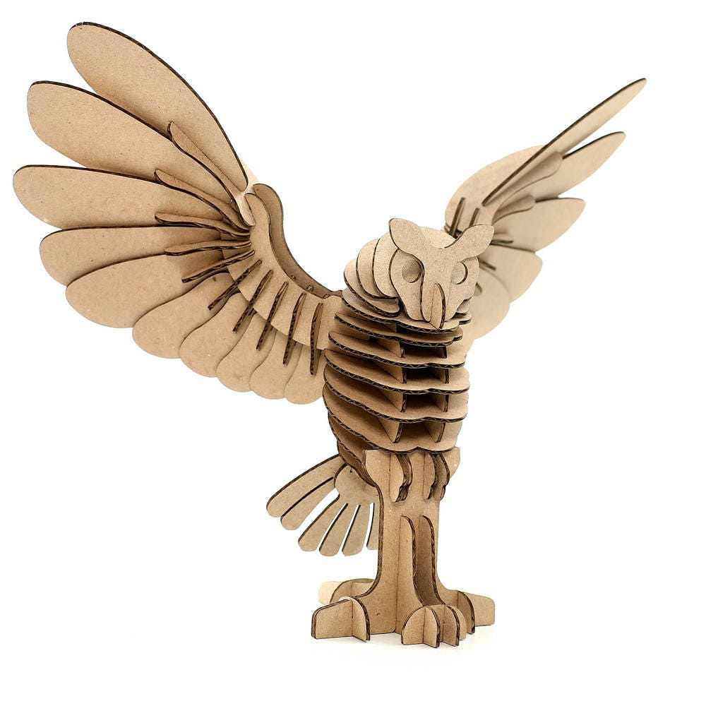 Owl 3D Cardboard Puzzle 3D Puzzle Game Cardboard Puzzle Etsy