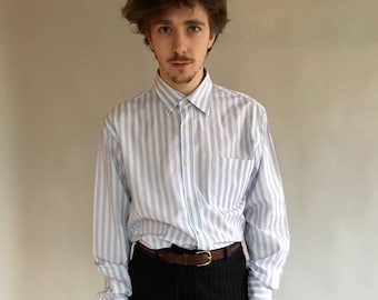 Pinstriped Jaeger Shirt / 90s Striped Mens Shirt