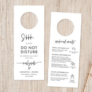 Wedding Door Hanger | Welcome Letter & Itinerary | Modern Minimalist Wedding Itinerary | Editable Order of Events | Welcome Bag Note | M8