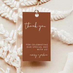 Terracotta Thank You Tag | Burnt Orange Favor Tag | Fall Thank You Tag | Modern Minimalist Wedding Thank You Tag | Editable Template | T2