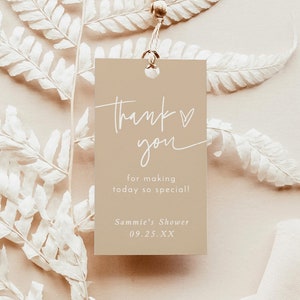 Minimalist Baby Shower Thank You Tags, Gender Neutral Baby Shower, Modern Beige Thank You Tags, Baby Favors Tag, Editable Template, BM1