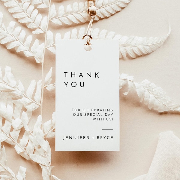 Minimalist Wedding Favor Tag Template, Modern Wedding Favor Tag, Printable Thank You Tag, Modern Minimalist Wedding Thank You Tag