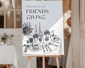 Friendsgiving Sign | Welcome to Our Friendsgiving Dinner Sign | Thanksgiving Welcome Sign Decor | Printed & Shipped
