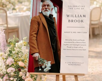 Celebration of Life Sign | Personalized Memorial Photo Sign for Funeral | In Loving Memory Poster | Printed & Shipped