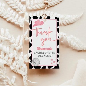 Disco Cowgirl Bachelorette Thank You Tags | Nash Bash Bachelorette Party | Space Cowgirl Bachelorette Thank You Tags | Let's Go Girls | D2