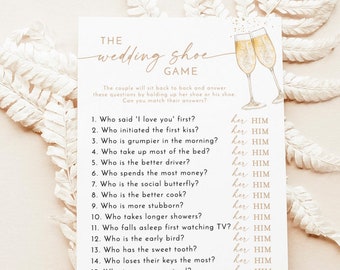 The Wedding Shoe Game | Fun Couple Game | Boho Bridal Shower Game | Couples Wedding Shower Game | His or Her Trivia | Editable Template | B2