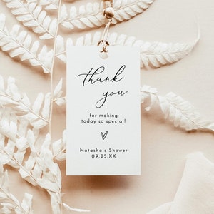 Modern Thank You Favor Tags, Minimalist Baby Shower Tags, Minimalist Bridal Shower Favor Tags, Editable Template, M6