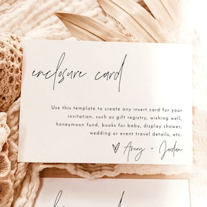 Moderne Hochzeit laden Einlage, minimalistische Beilage Karte, Hochzeitsbeilage, druckbare Beilage Karte, bearbeitbare Einladung Einlegekarte, M7