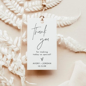 Minimalist Thank You Favor Tag, Modern Bridal Shower Favor Tags, Minimalist Baby Shower Tags, Boho Bridal Shower, Editable Template, M7