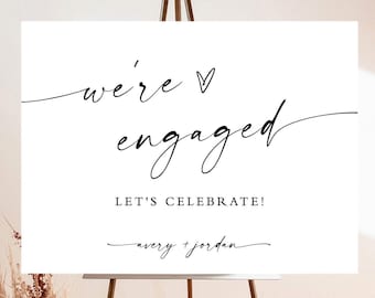 Minimalist Engagement Sign, Party Welcome Sign, Modern, Our, Boho, Instant Download, Editable Template, M9