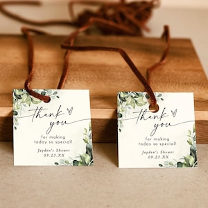 Greenery Thank You Favor Tag, Boho Bridal Shower Thank You Tag, Brunch + Bubbly Favor Tag Template, Modern Bridal Shower Favor Tags, E1