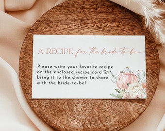 Modello di richiesta di ricette boho, inserto per addio al nubilato con tè, download immediato stampabile, modello modificabile, T4