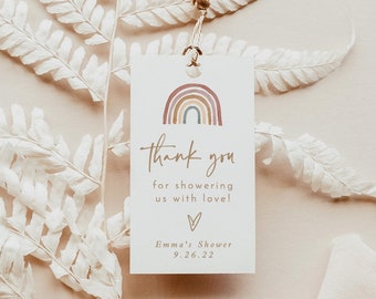 Rainbow Thank You Tags | Baby Shower Favor Tag | Editable Favor Tag Template | Modern Shower Favor Tags | Boho Baby Shower Thank You Tag RB1