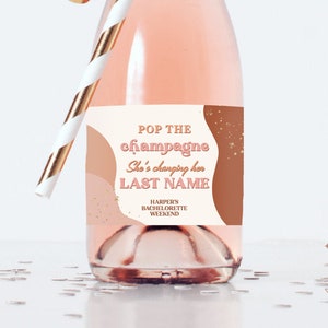 Mini Champagne Bottle Label Template, 70s Bridal Shower Champagne Label, Retro Hens Night, Desert Bachelorette, Disco Bachelorette, R1