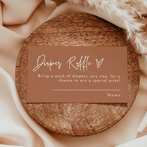 Moderne minimalistische Windel-Verlosungskarte, minimalistische Windel-Verlosungskarte, Herbst-Babyparty-Karte, sofortiger Download bearbeitbare Vorlage, BM1