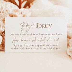 Carte de vœux Boho pour carte de naissance, demande de livre à insérer, baby shower rustique de fleurs sauvages, baby shower sans distinction de sexe, baby shower d'automne, F4