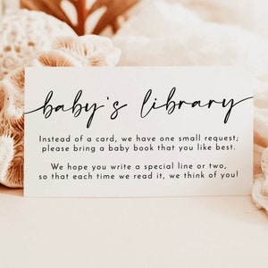 Livres minimalistes pour carte de bébé, hors-texte pour demande de livre, baby shower sans distinction de sexe, baby shower minimaliste moderne, modèle modifiable, M5