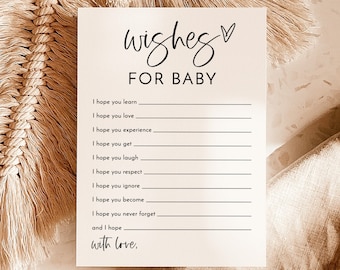 Minimalist Wishes for Baby Shower Card | Modern Baby Shower | Gender Neutral Shower | Baby Keepsake | Modern Minimalist Baby Shower | M2