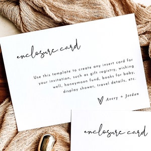 Minimalist Enclosure Card, Modern Wedding Invite Insert, Wedding Insert, Printable Enclosure Card, Editable Invitation Insert Card, M4