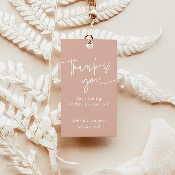 Blush Baby Shower Thank You Tags | Girl Baby Shower | Modern Thank You Tags | Baby Favors Tag | Editable Template | BM1