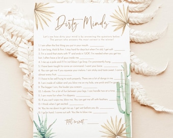 Dirty Minds Bachelorette Game | Dirty Bachelorette Party Game | Funny Bachelorette Drinking Game | Desert Bachelorette Party Game | P4