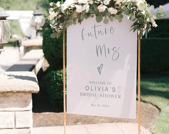 Future Mrs. Bridal Shower Welcome Sign | Sage Green Script Poster | Printed & Shipped