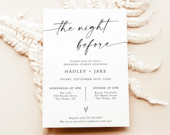 Minimalist Rehearsal Dinner Invitation, Modern Minimalist Wedding Rehearsal Invite, Boho Dinner Invite, Editable Template, M9