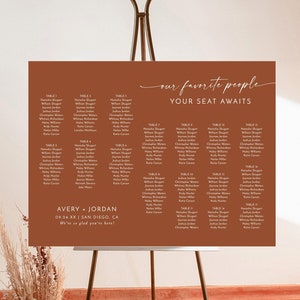 Terracotta Wedding Seating Chart | Fall Wedding | Burnt Orange Seating Chart | Minimalist Seating Sign | Desert Wedding Seating Chart | T2