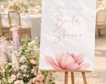 Floral Bridal Shower Welcome Sign | Blush Pink Peony Poster | Printed & Shipped