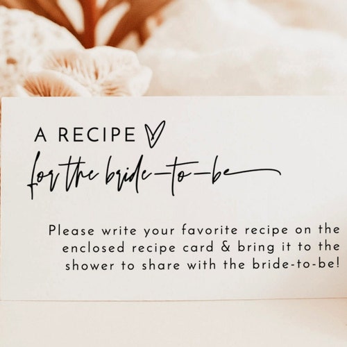 Share A Recipe Card Template Invitation Insert Bridal Shower - Etsy