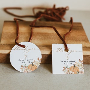 Fall Shower Favor Tag Template | Round Favor Tags | Square Favor Tag | Autumn Baby Shower Favor Sticker | Pumpkin Shower Thank You Tags
