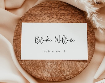 Modern Wedding Place Card, Minimalist Place Cards, Printable Wedding Place Cards, Minimalist Wedding Name Cards, Editable Template, M1