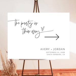 Wedding Direction Sign Template | Minimalist Wedding Direction Sign | Direction Arrow Sign | Modern Wedding Arrow Sign | This Way Sign | M8