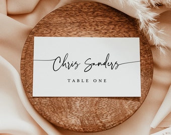 Minimalist Wedding Place Card Template | Modern Place Cards | Editable Escort Cards | Rustic Wedding Place Cards | Minimal Table Name Cards