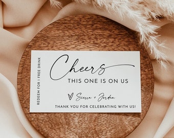 Modello di biglietto per drink, minimalista, questo è offerto da noi, matrimonio moderno, buono gratuito, download immediato, modello modificabile, M9