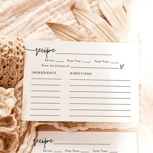 Receptkaart vrijgezellenfeest, minimalistische receptenkaart, receptkaart invoegen, boho vrijgezellenfeest, afdrukbare receptkaartsjabloon, M8