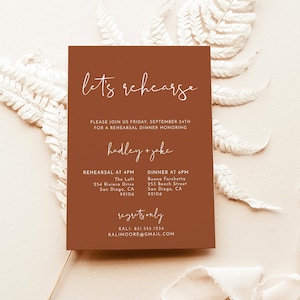 Minimalist Rehearsal Dinner Invitation, Terracotta Wedding, Minimal Wedding Rehearsal Invite, Editable Template, T2