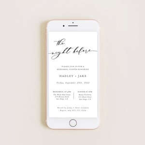 Rehearsal Dinner Text Invitation, Digital Modern Minimalist Rehearsal Invite, Electronic Dinner Invite, Text Evite, Instant Download