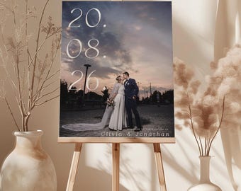 Photo Wedding Welcome Sign | Custom Couple Picture Ceremony Poster | Printed & Shipped