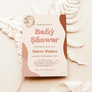 Retro Baby Shower Invite, 70s Baby Shower, Disco Baby Shower, Groovy Disco Baby Shower Invite, Editable Template, R1