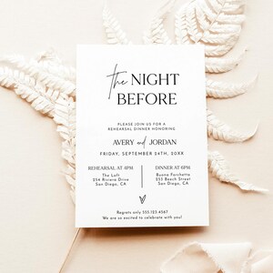 Minimalist Rehearsal Dinner Invitation, Boho Dinner Invite, Modern Minimalist Wedding Rehearsal Invite, Editable Template, M7