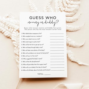 Mommy or Daddy Guess Who Game, Gender Neutral Baby Shower Game, Guess Who Baby Shower Trivia, Editable Mommy or Daddy Game, M4