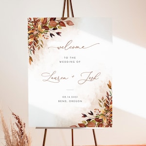 Rustikale Hochzeit im Herbst Willkommensschild Vorlage, Herbsthochzeit Willkommensschild Rustikales Willkommensschild Hochzeit Boho Hochzeit im Herbst F2