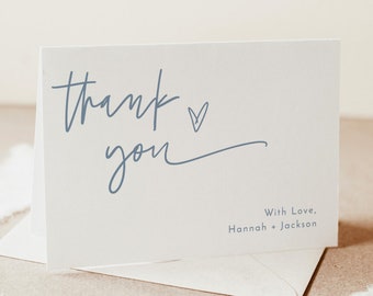 Minimalist Thank You Card | Boy Baby Shower Thank You | Dusty Blue Thank You Cards | Modern Baby Shower | Editable Template | BM1