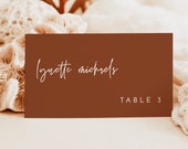 Terracotta Place Cards, Minimalist, Burnt Orange, Desert, Fall Wedding, Instant Download, Editable Template, T2