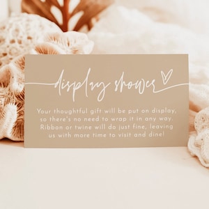 Tarjeta de ducha de exhibición minimalista, tarjeta de ducha de exhibición beige, inserto de ducha de exhibición nupcial Boho, baby shower de otoño, BM1