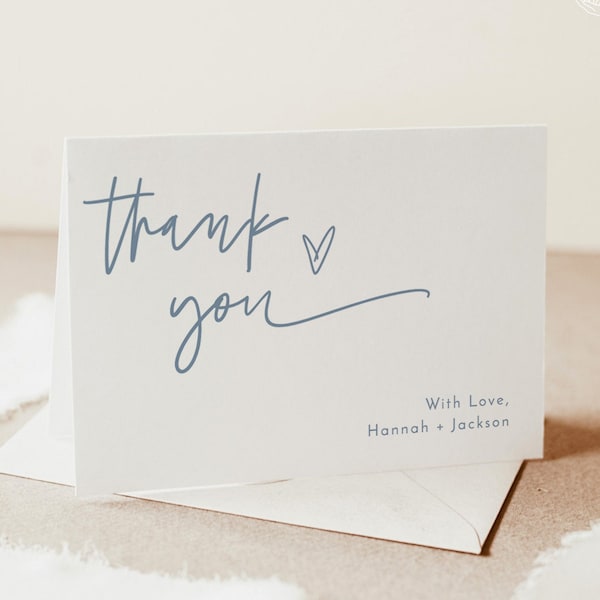 Minimalist Thank You Card | Boy Baby Shower Thank You | Dusty Blue Thank You Cards | Modern Baby Shower | Editable Template | BM1
