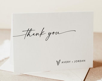 Minimalist Thank You Card, Thank You Card, Bridal Shower Thank You Cards, Modern Minimalist Wedding, Editable Template, M9